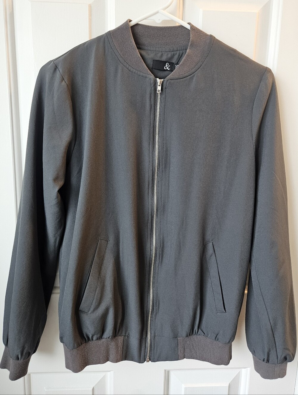 Ampersand Charcoal Grey Bomber Jacket Zip Up XS